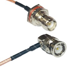 RG316 RP-TNC FEMALE BULKHEAD to BNC MALE ANGLE RF Cable Rapid-SHIP LOT