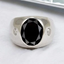 Black Onyx Oval Cut Gemstone With 925 Sterling Silver Ring For Men's #735