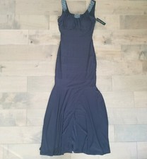 Prom Bridesmaid Party Dress Gown Size 8 Long Maxi Navy Mermaid Beaded Cachet
