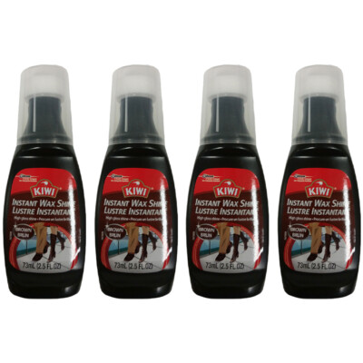 #ad Pack of 4 New Kiwi Liquid Wax Instant No Buff Shine Brown 2.5 oz $17.99