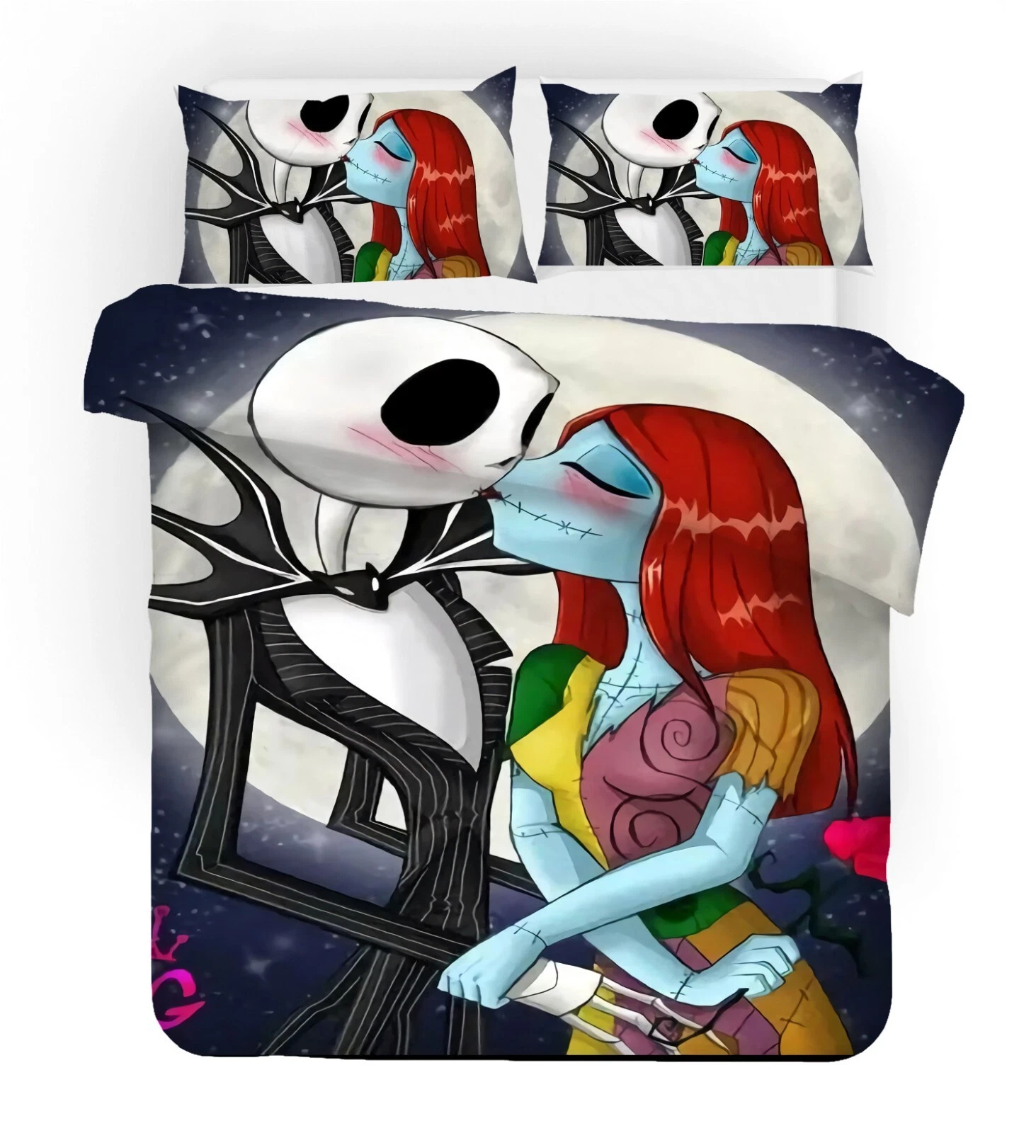 3D Skull Christmas Pattern Love Bedding Set | Christmas Gift | Christmas Decor