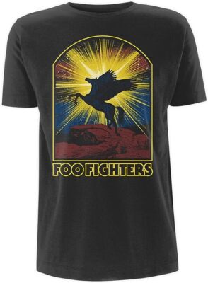 Offiziell lizenziertes schwarzes Herren-T-Shirt Foo Fighters geflügeltes Pferd Foo Fighters
