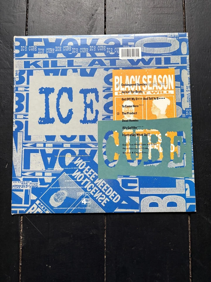 Ice Cube ‎– Kill At Will (1990) Priority Records 12" COVER ONLY BRLM 572 - Image 2 of 2