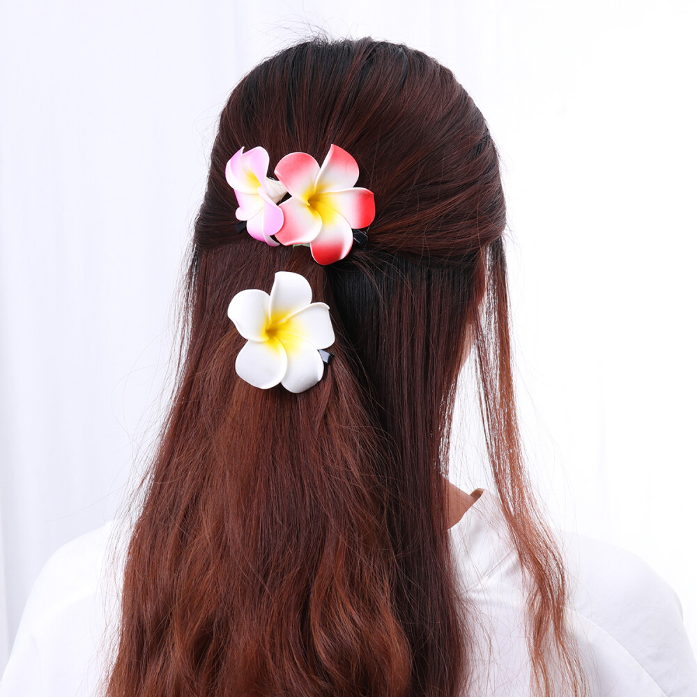 24Pcs claw clips flower 2.4 Inch Plumeria Flower Hair  display picture 3