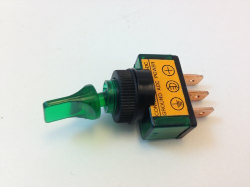 ILLUMINATED TOGGLE SWITCH ON/OFF 20 AMP 12VDC COLOR (1 PACK, GREEN)