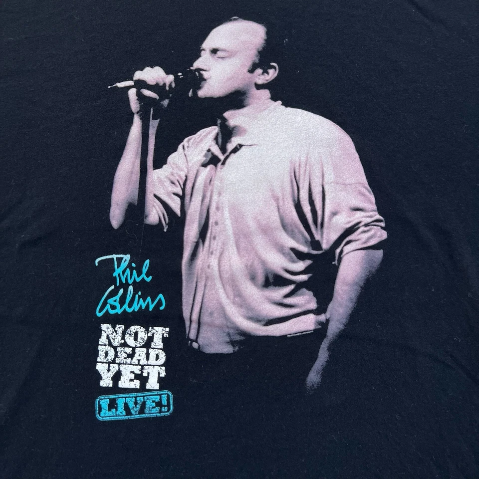 Camisa Phil Collins Not Dead Yet Live 2018 gira por Estados Unidos negra para hombre XL banda de rock Foto 2 de 4