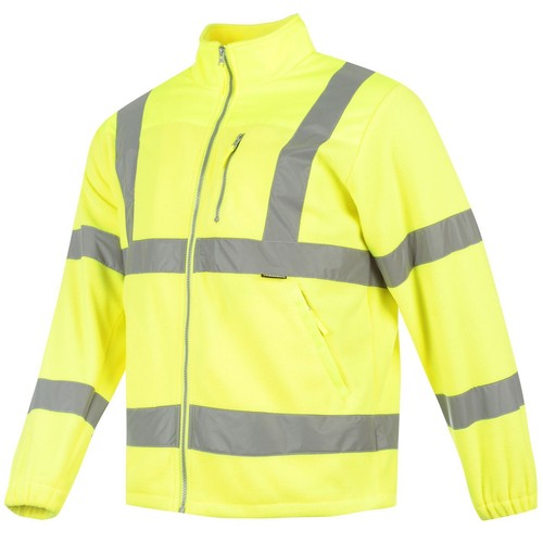 Dunlop Hi-Vis High Visibility Safety Fleece Jacket Mens Fully Lined Reflective