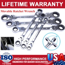 6pcs Extra Long Ratcheting Wrenches Spanner Set Double Box End Flex-Head Metric