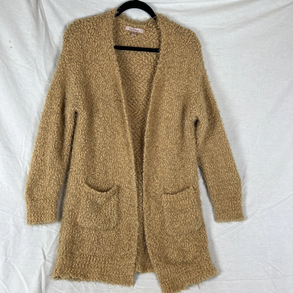 Love Tree Chunky Knit Open Front Cardigan Women’s Large Tan Cottagecore Comfy - Imagem 2 de 4