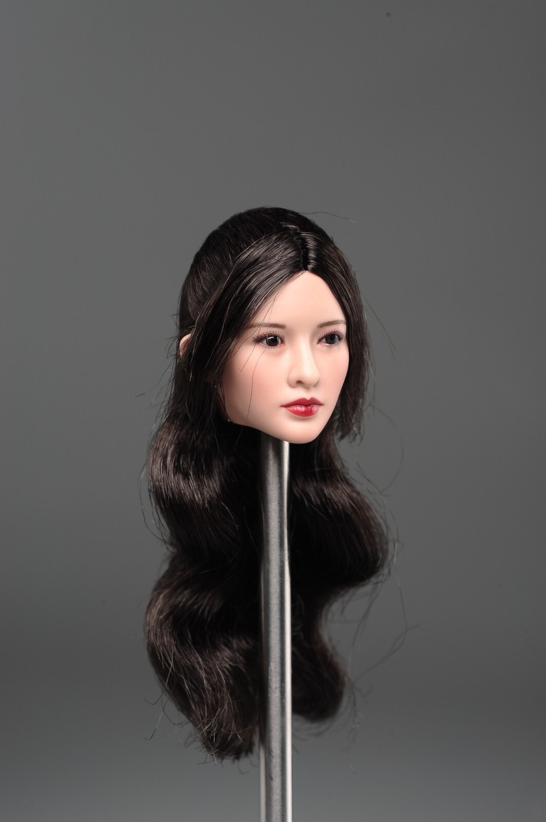 1/6 アジア人女性ヘッドC(Black Long Staight Hair) 1/6 Female Asian Black Long HairBeauty Head Sculpt For 12
