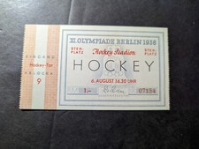 1936 Germany Berlin Olympics Hockey Game Vintage Sports Ticket