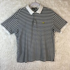 Masters Collection Mens Polo L Blue Shirt 60's Two Ply Mercerized Short Sleeves