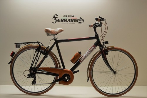 Bici trekking City bike 28 alluminio uomo 6v' shimano nera marrone grigio  perso | eBay