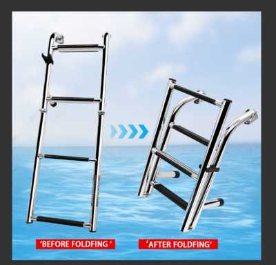 Stainless Steel Ladder Folding Boat Ladder 4 Step Pontoon 2+2 Step Portable