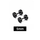<!--F#f_0-->Pair Black Flat Round Barbell Plug Stud Earrings Stainless Steel Mens Gym 3-12MM<!--F/-->