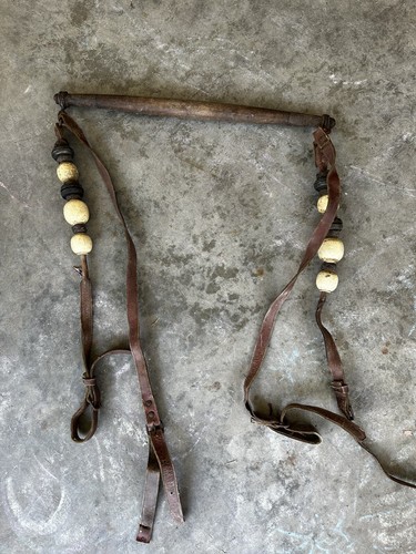 Antique Whipple Tree With Belts Brass Bells And Bones for Horse Heavyweights  A8