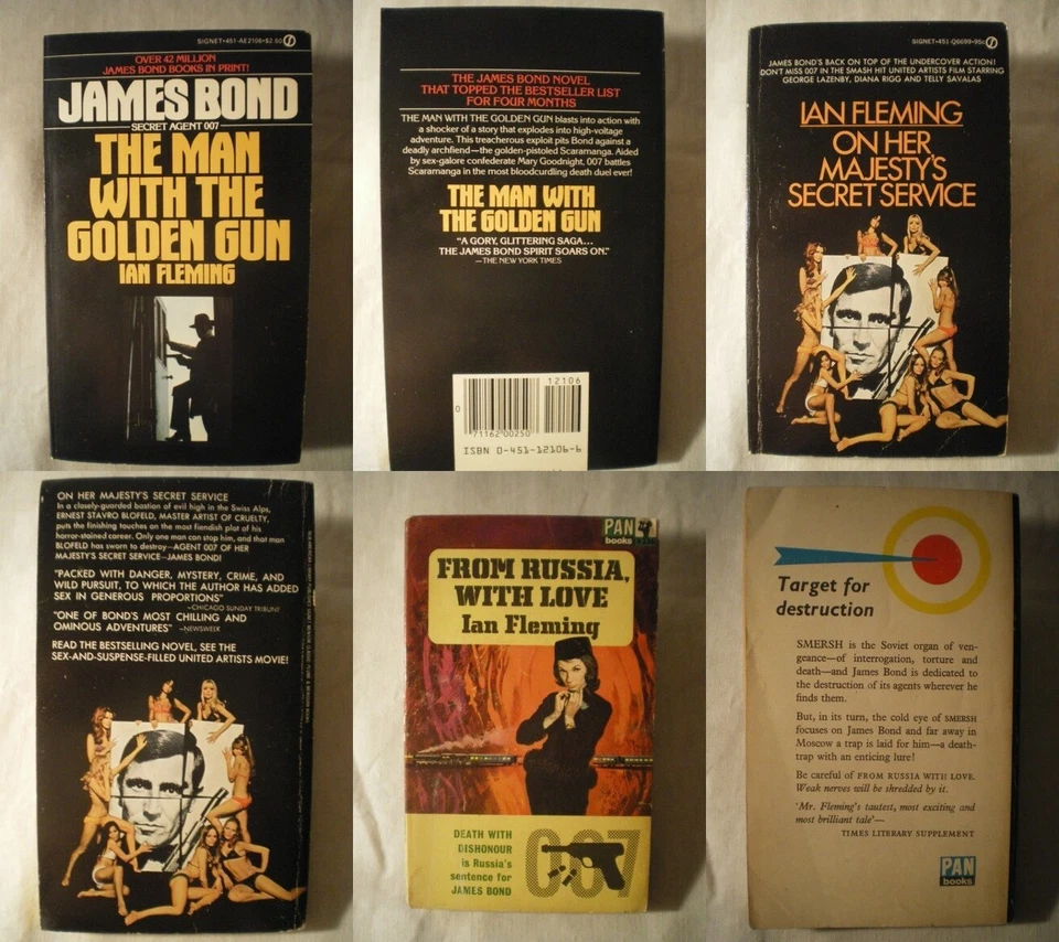 LOT OF 7 50'S 60'S 70'S IAN FLEMING'S JAMES BOND VINTAGE PAPERBACK BOOKS ROGER M Foto 3 de 3