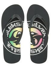 QUIKSILVER MENS FLIP FLOPS.MOLOKAI PULSE BLACK RUBBER THONGS SANDALS S21.SIZE 13