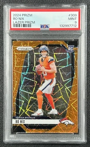 BO NIX PSA 9 2024 PANINI PRIZM #309 ROOKIE LAZER RC BRONCOS 7712