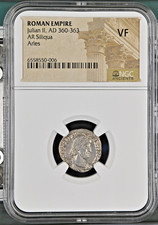 Roman Empire - Julian II AD 361-362 Silver AR Siliqua NGC VF Aries popular type