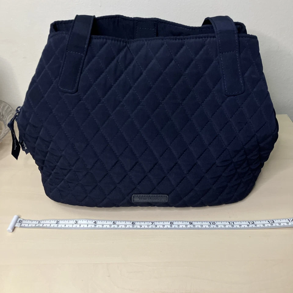 VERA BRADLEY Triple Compartment Shoulder Bag Navy Blue EUC - Image 2 of 4