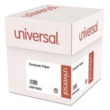Universal® Green Bar Computer Paper, 20lb, 14-7/8 x 11, Perforated Margins, 2400
