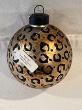 CB2 Leopard Print Glass Christmas Tree Ball New With Tag