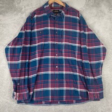 Orvis Plaid Flannel Shirt Mens XL Blue Red Stretch Button Down Outdoor Workwear