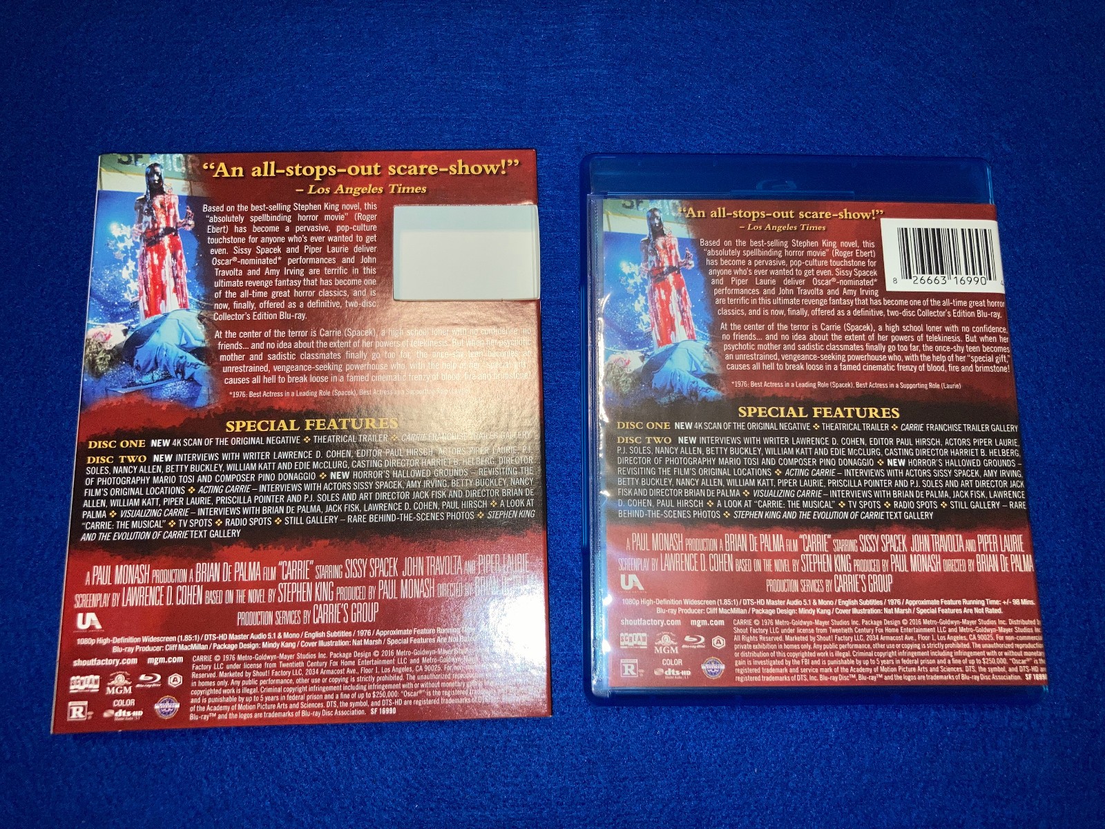 WATCHED ONCE Carrie 40th Anniversary Collector's Edition Blu-ray w/ Slipcover
