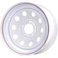 Premium Service 15x5 5 On 5 Modular Steel Trailer Wheel - White With Pin Stripes