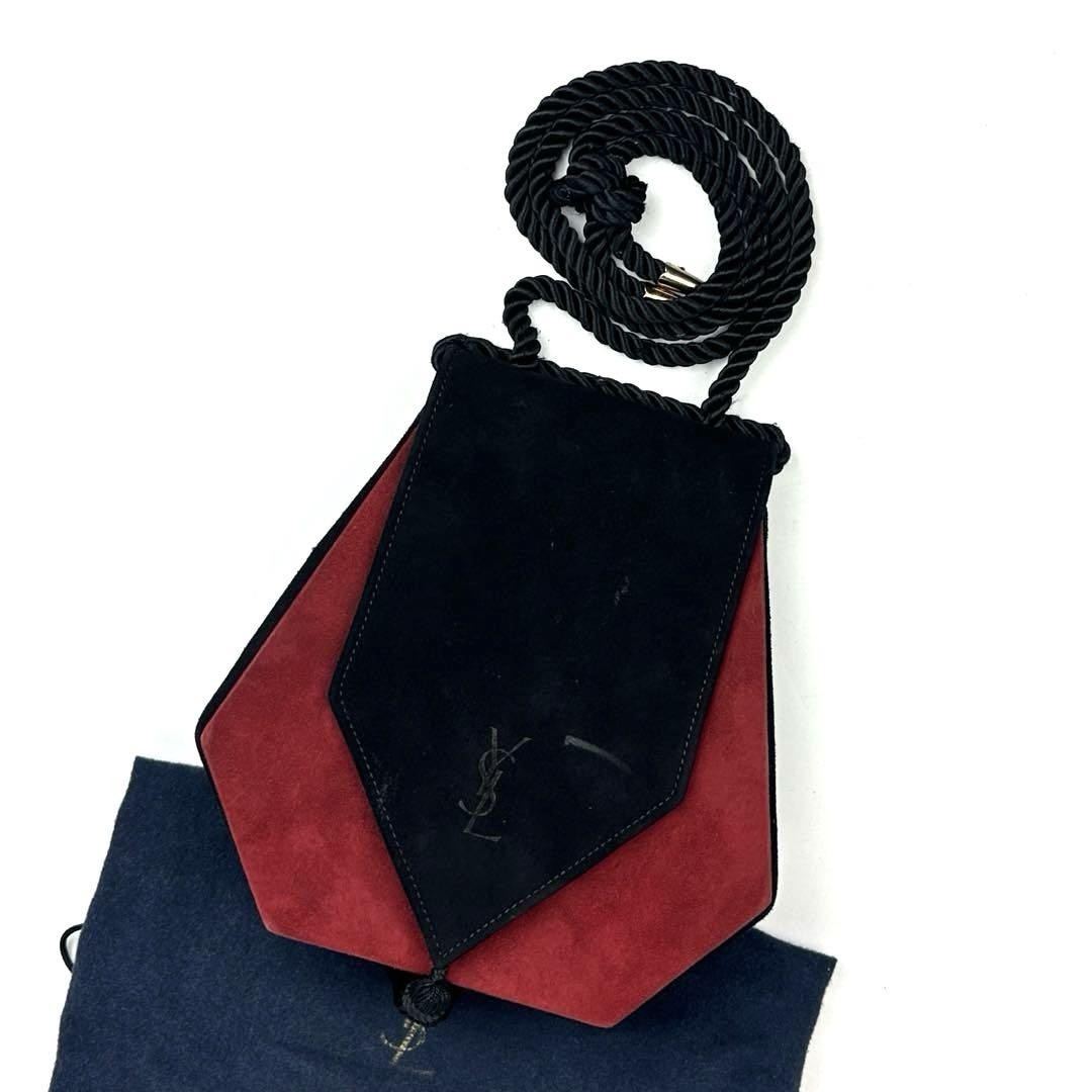 Rara borsa a tracolla Yves Saint Laurent YSL camoscio bicolore nero rosso
