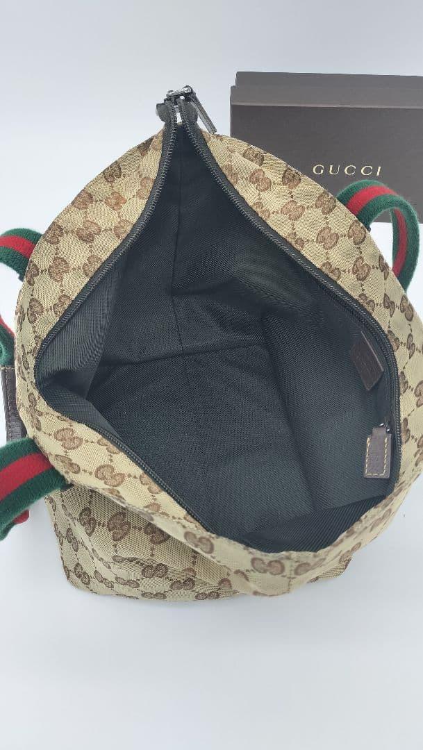 GUCCI Sherry Line GG Canvas Tote Bag Leather Beige Brown Zipper Logo thumbnail 8