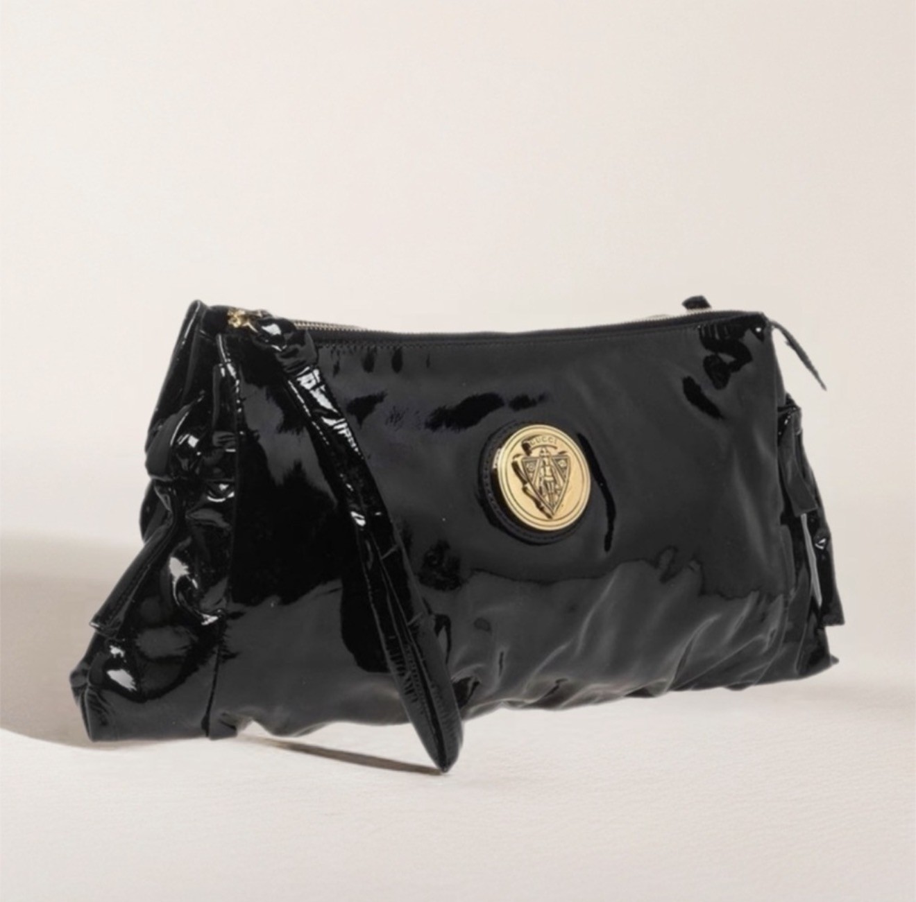 Vintage Gucci Black Patent Leather Hysteria Clutch Bag  Large Rare Tom Ford Era image 2