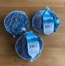 Set of 3 Decorative Accents Flattened Glass Gems Blue