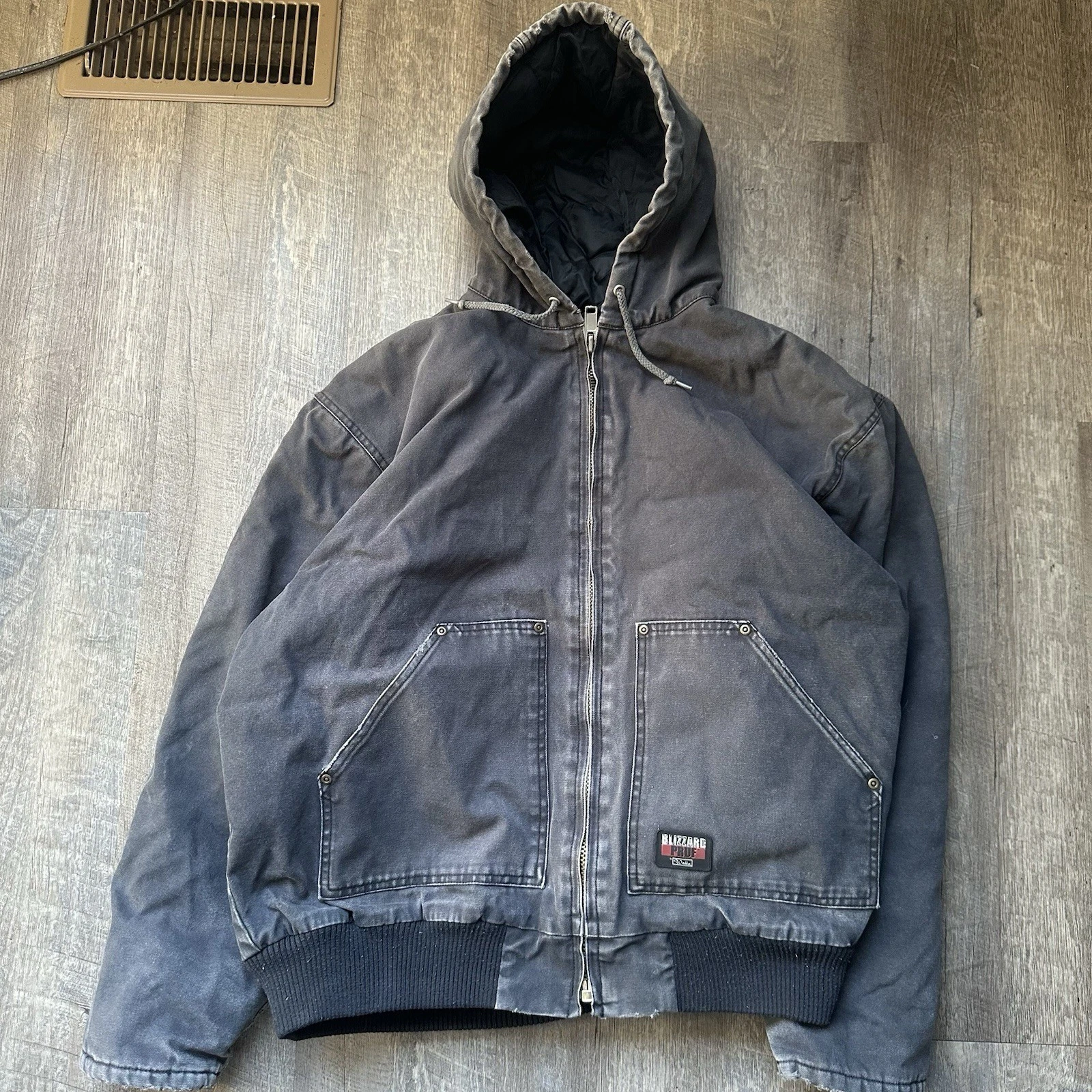 Walls Blizzard Pruf Duck Canvas Fleece Lined Hood Work Jacket Mens 2XL? Read