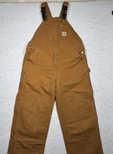Carhartt R01-M Duck Bib Overall Brown Construction Mechanic Men's Size 42x32