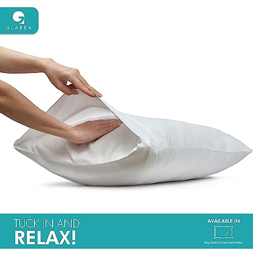 Standard Pillow Cases 2 Pair Set - 4 Pack White Pillow Cases Queen Size with - Picture 4 of 7