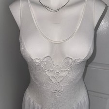 Victoria's Secret Nightgown White Drop Waist Chemise Bridal Beach Vintage Gold