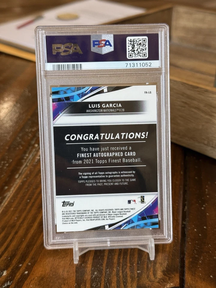 2021 Topps Finest Luis Garcia GOLD Refractor Auto Rookie /50 PSA 10 POP 2 - Image 2 of 2