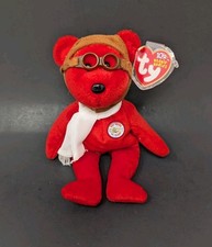 TY Beanie Baby- BEARON the Bear Red 8 inch MWMTs Plush 100 Years Of Aviaition