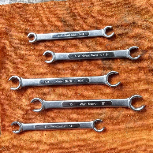 5 Great Neck Metric SAE Flare Nut Wrenches Lot -Mixed Lot - Xclnt Condition