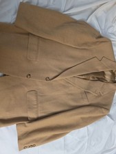 Saks Fifth Avenue Mens Blazer Jacket 100 Camel Hair Tan 2 Button