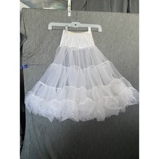 IC Coll Girls White Tiered Crinoline Petticoat Underskirt Sz 7 Bridal Wedding US