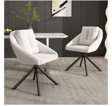 Lot De 2 Chaises De Salle À Manger Pivotantes En Velour Beige. État Neuf