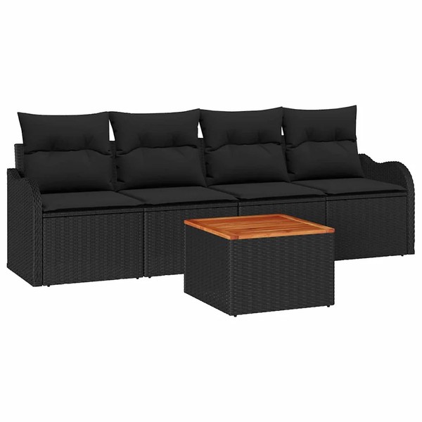 Gartensofa Set 5Tlg Mit Stauraum Poly Rattan Schwarz Terrasse Balkon-image