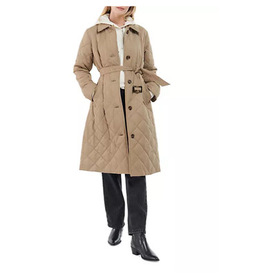 BARBOUR Cordelia Quilted Longline Jacket MSRP$435 in Rosewood Tartan