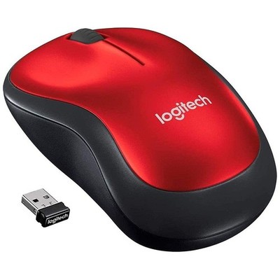 Logitech M185 Wireless Mouse 2.4GHz USB Mini Receiver 12-Month Battery Red