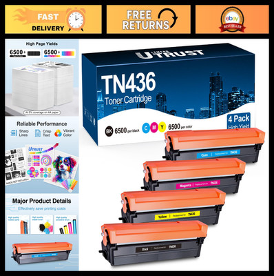 High Yield TN436 Toner Cartridge Set 6500 - 4 Pack (BK/C/Y/M) for Brother Printe