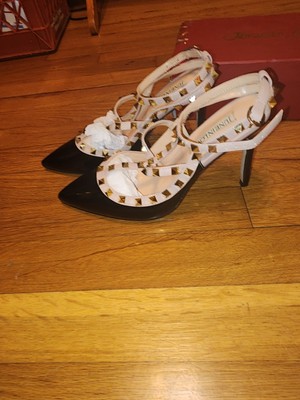 June In Love Women's Rhinestone Strappy Pumps Shoes Stiletto Heels Black/Gold 