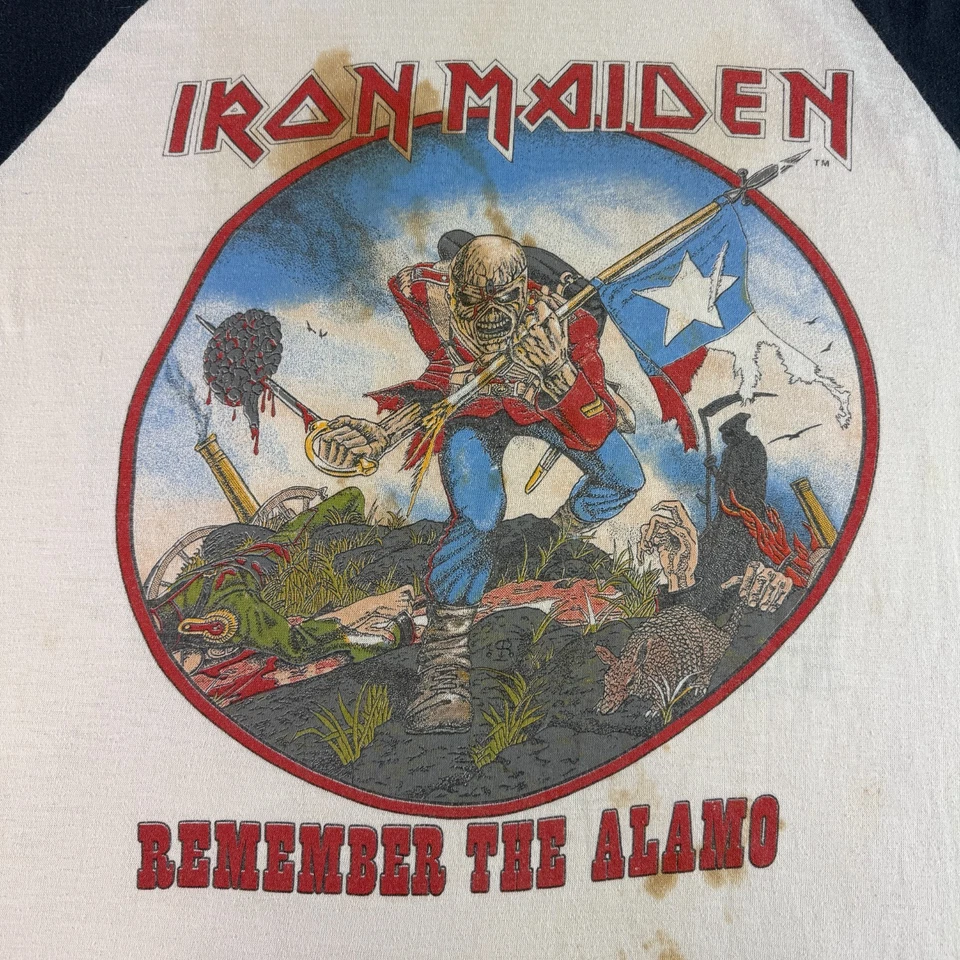 复古 80 年代铁娘子 Raglan T 恤 Remember The Alamo Brain Damage Texas 1983 XL — 第 2/4 张图片